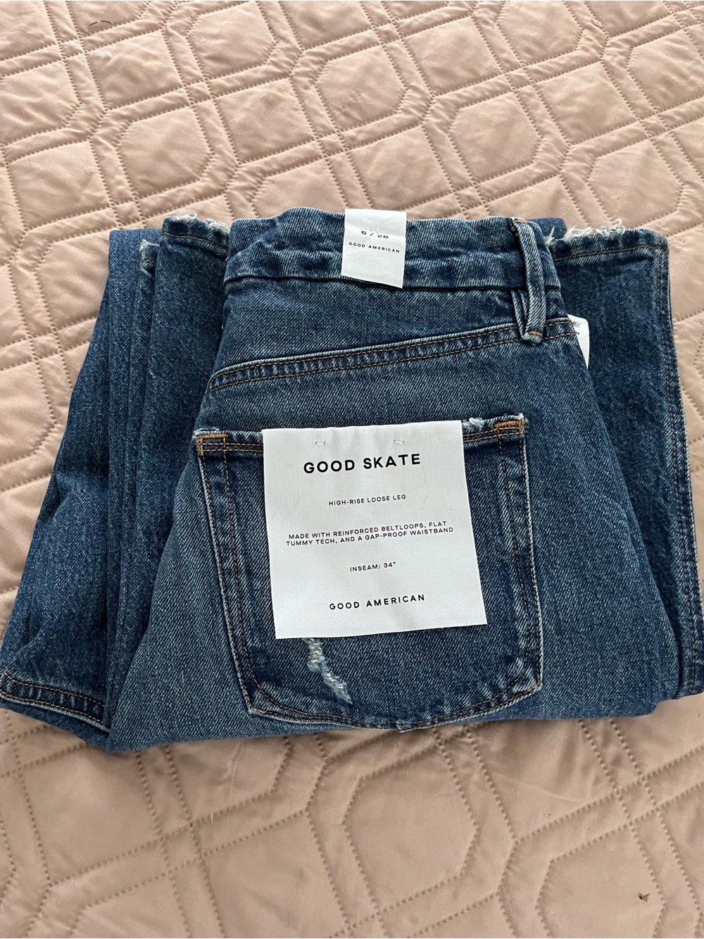 Good American Medium Blue Wide Leg Flare Jeans